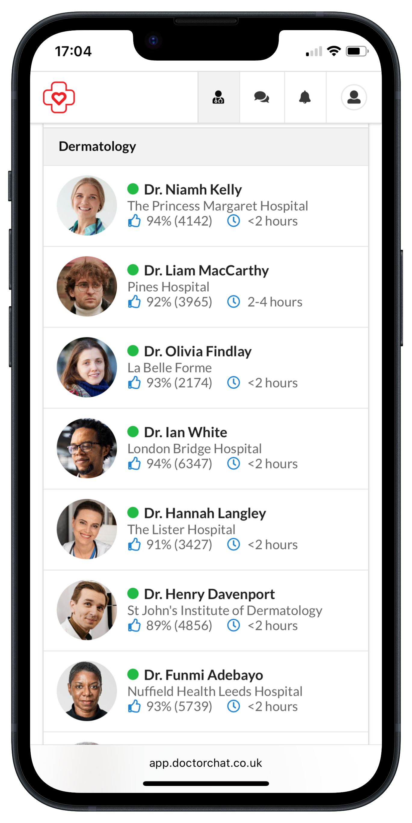 Example conversation with doctor on Doctor Chat