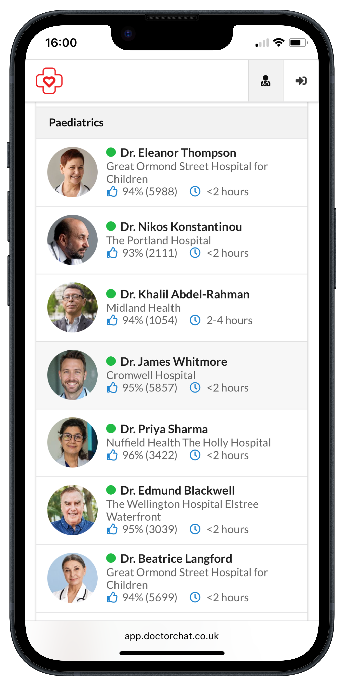 Example conversation with doctor on Doctor Chat
